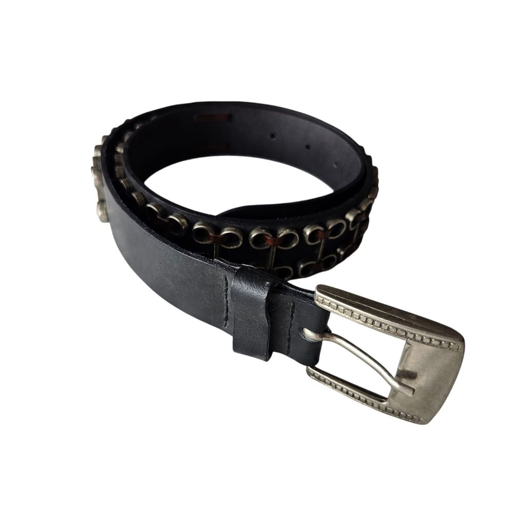 Vintage The Limited Leather Belt Womens Medium Black Italy Western Cowgirl Rodeo - Picture 4 of 9